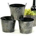 6 1/2" Embossed Snowflake Pail w/ Dual Side Handles